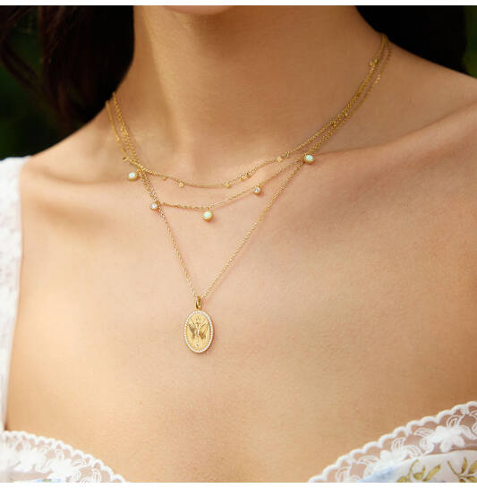  Sunny Sparkler - Kette - Silber / 14kt GP - Opal - 47cm